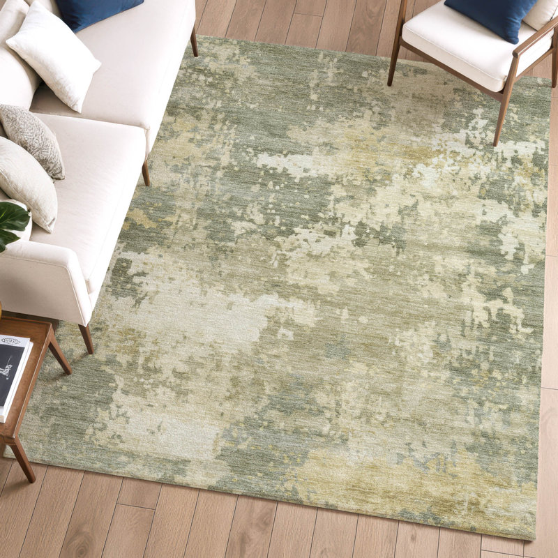 Premium Machine Washable Mayfield AMF2142 abstract Rug, 8' x 10', Sage