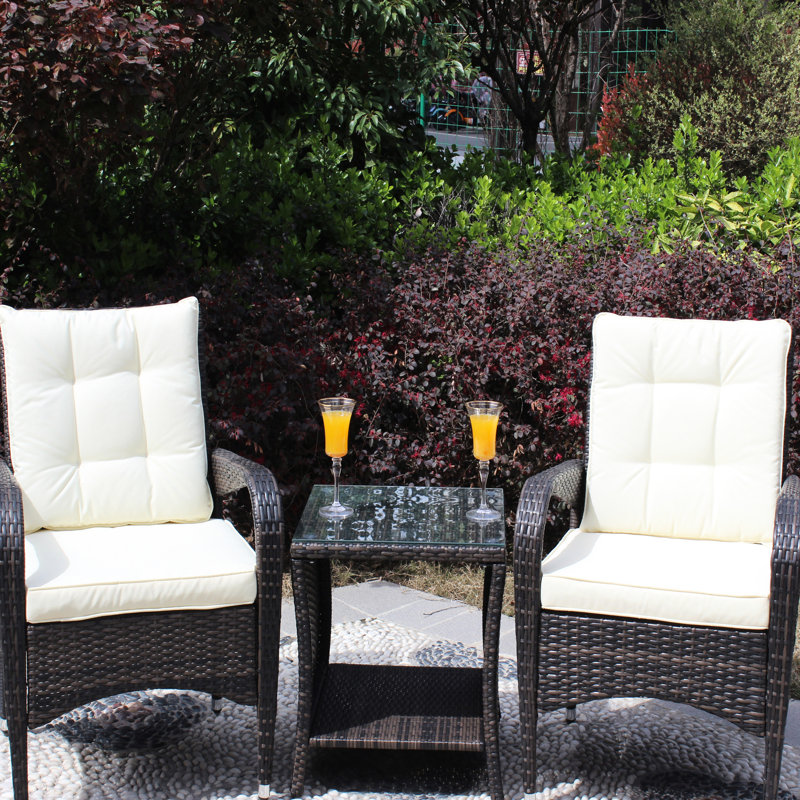 Outdoor Furniture 3 Piece : Sectional With Beige Back Cushions & Coffee Table - Seating Patio : For Use