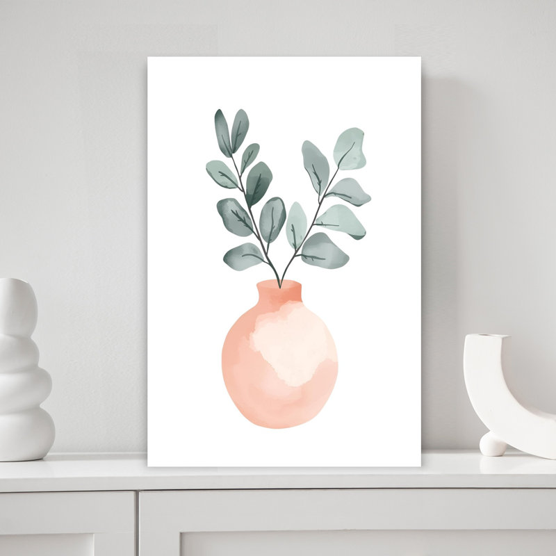 Vase Mit Zweig Abstract Contemporary Wall Art, 18" H x 12" W