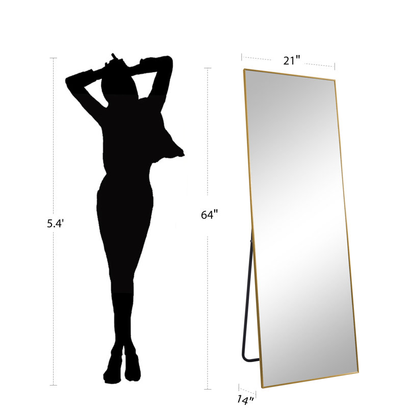 Avilynn Metal Rectangle Mirror, 64" x 21", Black