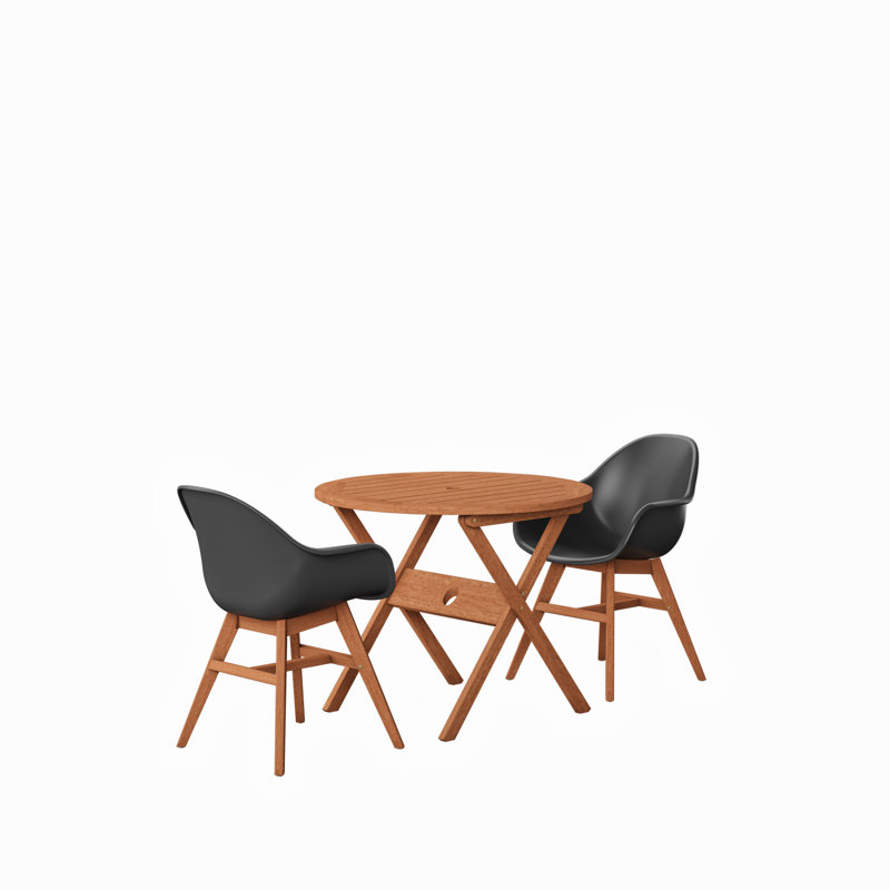 Ensemble repas en bois d'eucalyptus avec table ronde 3 pièces Anautica - Amazonie