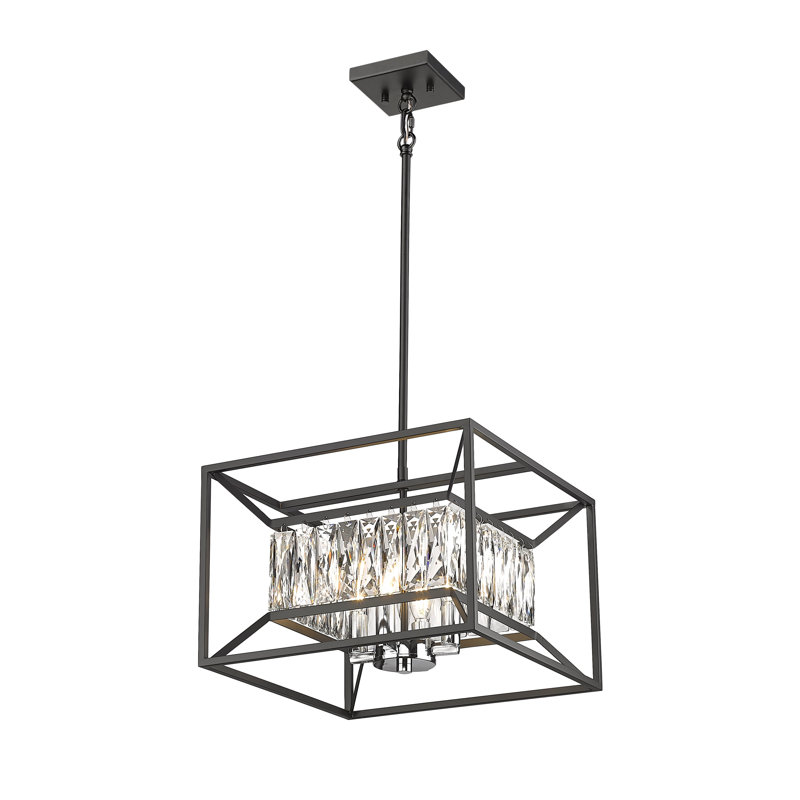 Luminaire suspendu pour îlot de cuisine 4 lumières, Chrome