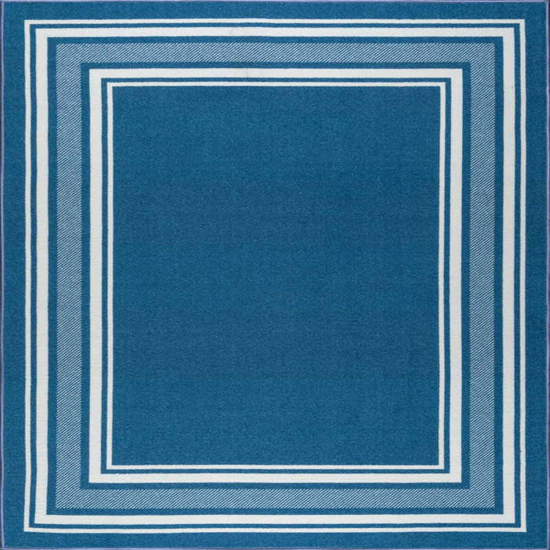 Qulin Blue Non-Slip Area Rug, Square 3'