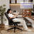 Mid-Back Ergonomic Office Chair,Cloud-Like PU Leather Executive Office Chair,  With Ergonomic Back Support, 360°Swivel Free,Flip-Up Armrests & Height Adjustment,With Silent Rolling Swivel PU Wheel For Home Office-1515378744-1515378749