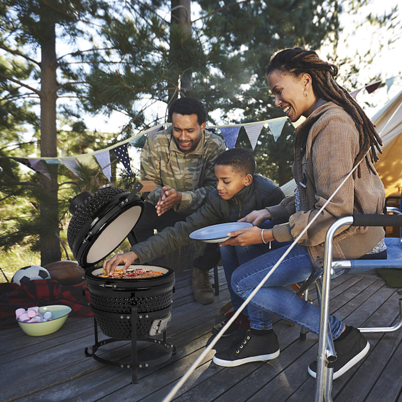 Vinsunny 12.6'' W Kamado Charcoal Grill, Black