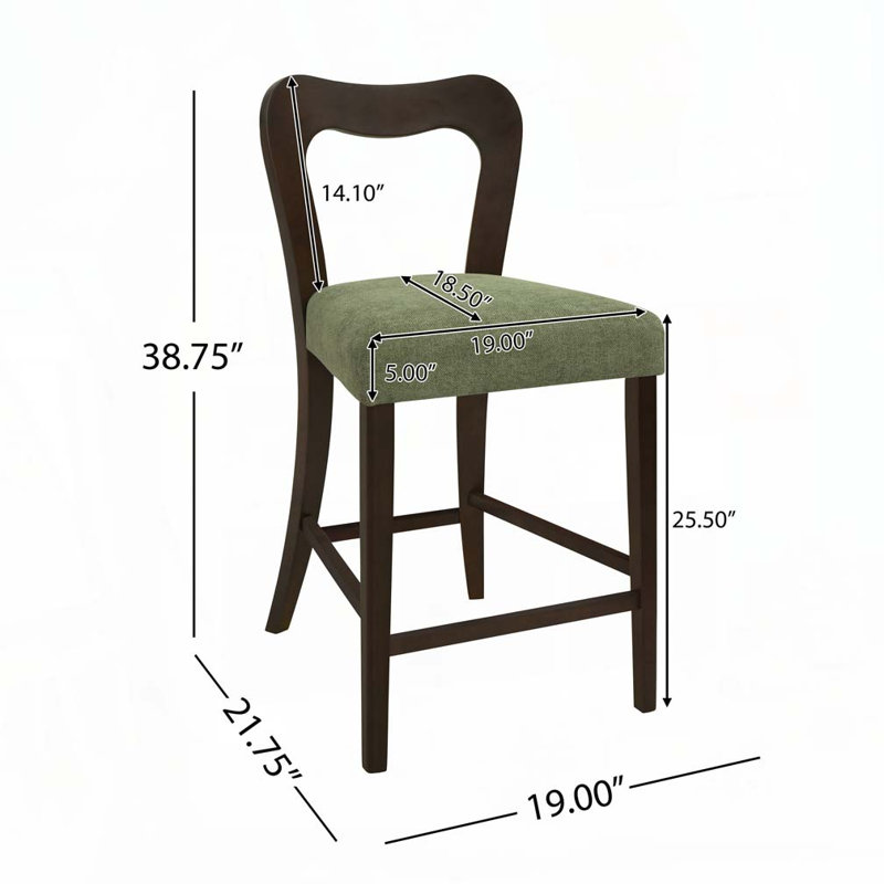 Tabouret de comptoir en bois massif, tabourets de bar, Vert, Marron foncé