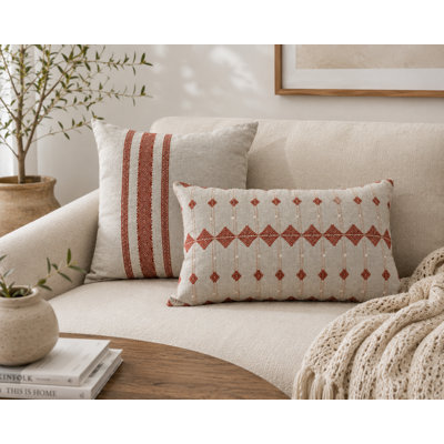 Hand Embroidered Linen Throw Pillow Cover