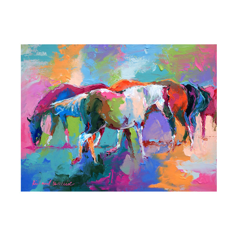 Art mural sur toile tendue - "Walled Horses" de Richard Wallich pour décoration de salon, de chambre à coucher ou de bureau - 18 x 24