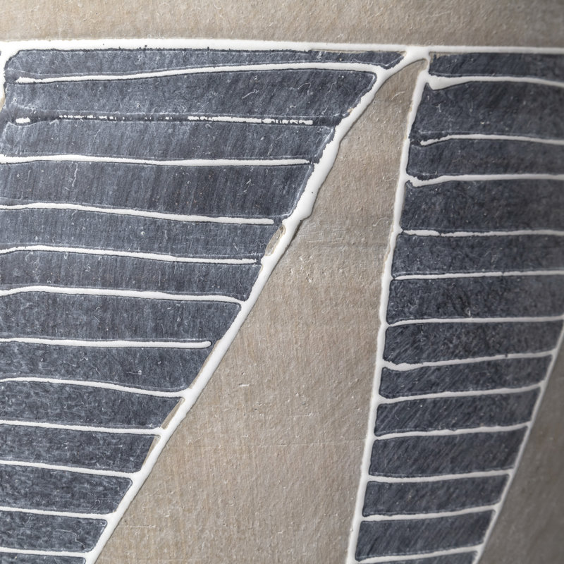 Vase de table en céramique Wells, Beige / gris foncé