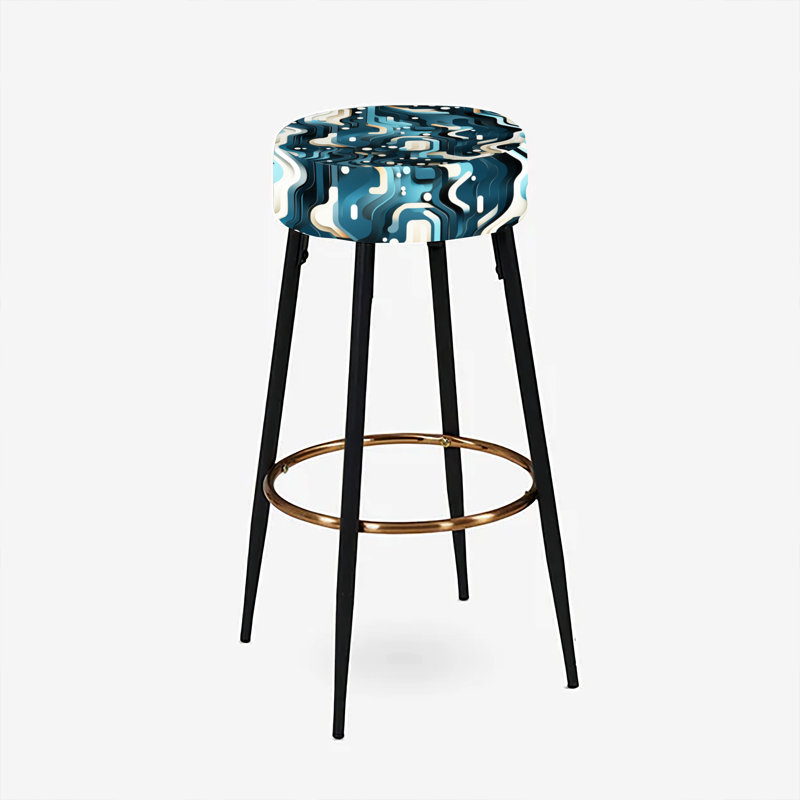Ensemble de 2 tabourets de bar géométriques bleu sarcelle et blanc
