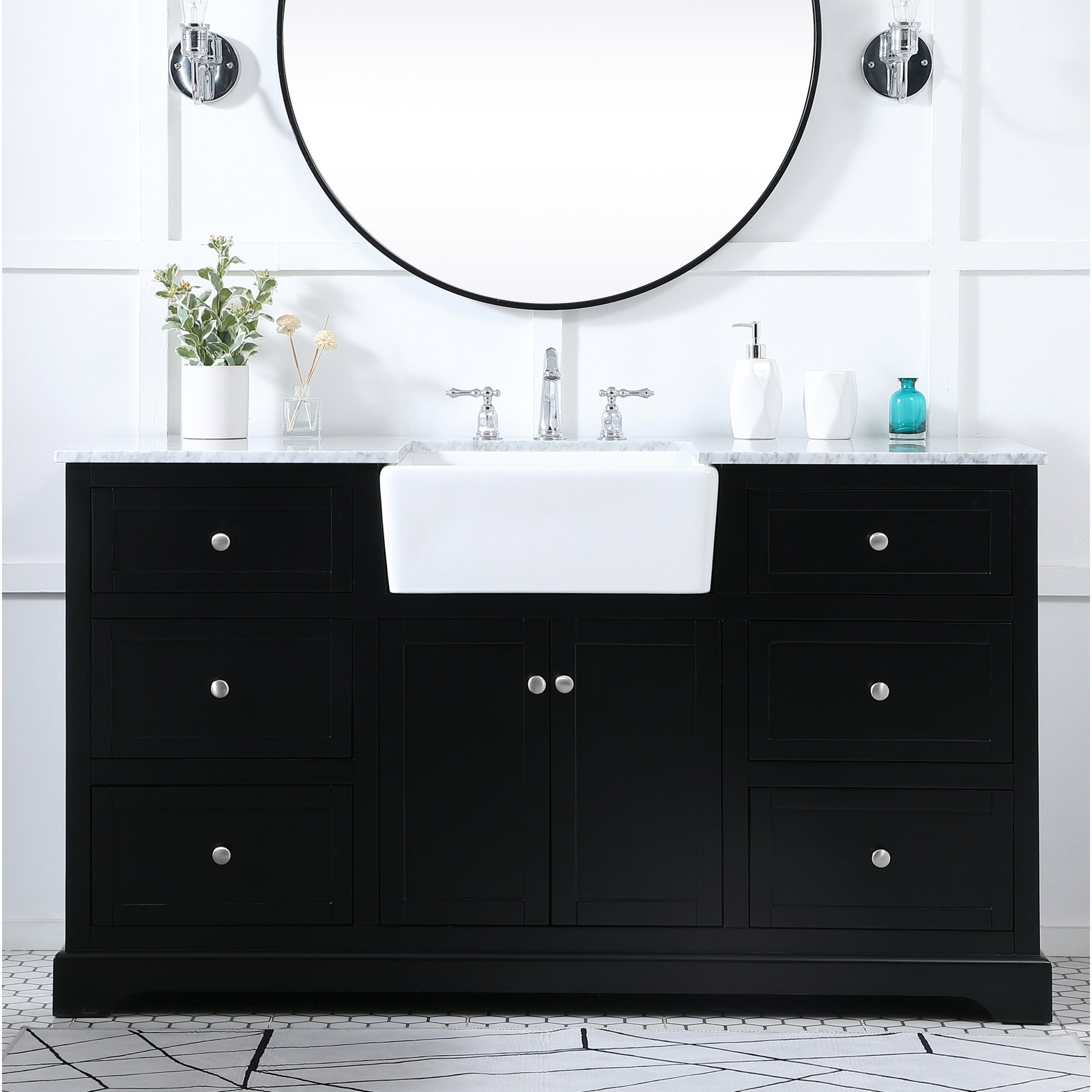 Pardue 60'' Single Bathroom Vanity, Black