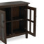 Armoire de rangement transitionnelle en bois massif l 32 po Warm Shaker avec portes en verre trempé et tablettes réglables-1726950488