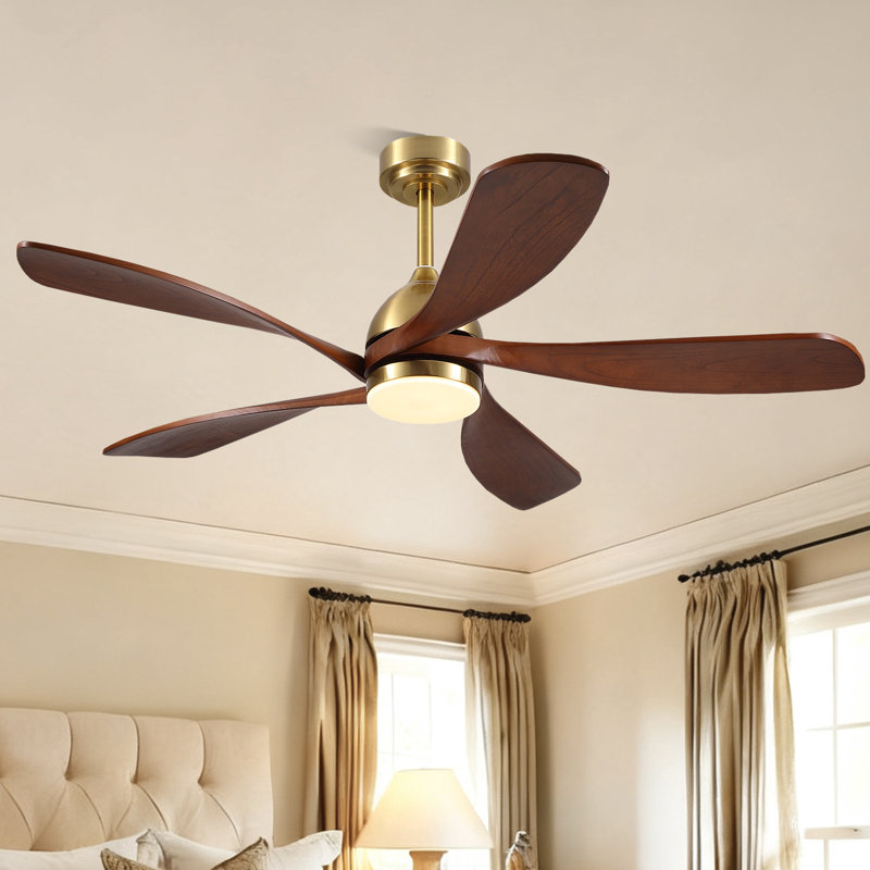 Ventilateur de plafond 52 pales 52 po avec lumière et télécommande, Doré