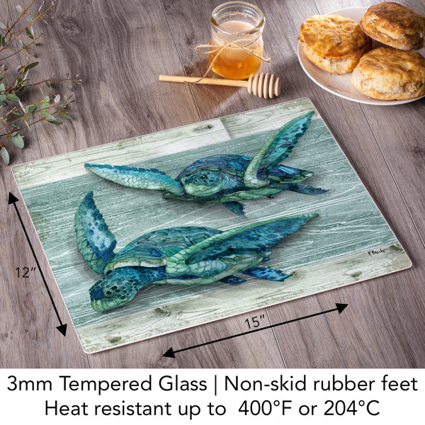 Scratch-Resistant Glass Cutting Board w/ Rubber Feet & Nonporous Surface