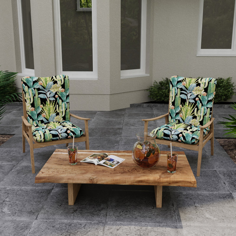 21" x 38" Outdoor Chair Cushion with Ties and Loop, Hatteras Ebony