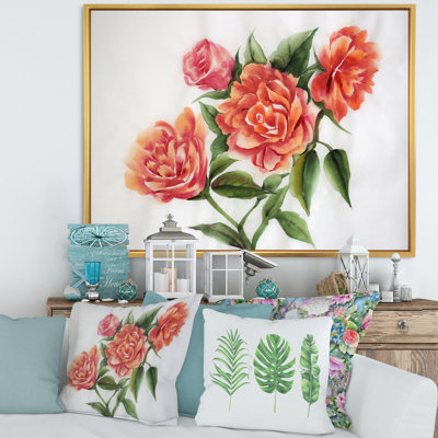 " Orange Vintage Roses " Painting Print