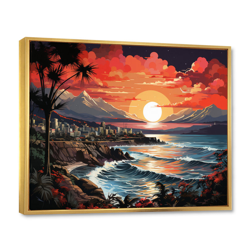 City Maui Popart IV sur toile, H 12 po x l 20 po x P 1 po, Cadre flottant doré