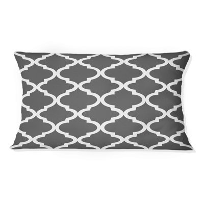 Gray Quatrefoil I - Traditional Lumbar Pillow