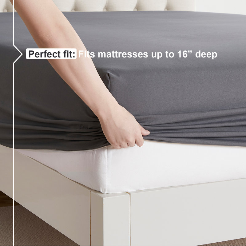  Ensemble de draps double brossé de luxe pour hôtel avec draps et taies d'oreiller très doux, Gris anthracite