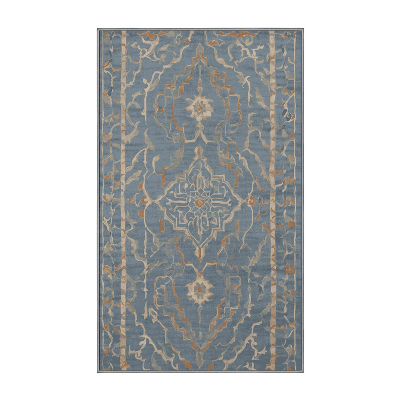 Machine Washable Gray Area Rug, Rectangle 4' x 6'