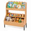 Bibliothèque de rangement en bois pour jouets d'enfants avec 2 bacs et tablette ouverte, blanc naturel-1329815962