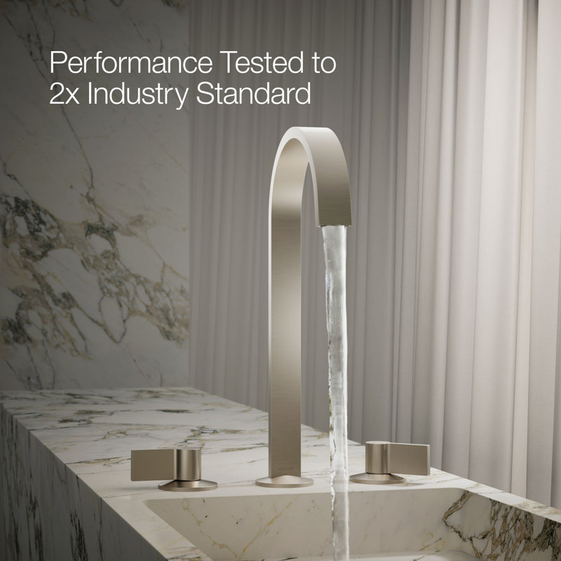 Components Bathroom Sink Spout With Ribbon Design, Vibrant Brushed Nickel