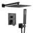 Shower Faucet Set, Rainfall Bathroom Shower System with 12-Inch Square Rain Shower Head and Handheld Spray, Wall Mounted Bath Fixtures with Brass Valve and Trim Kit, Matte Black-117812734