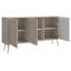Three-Door Fluted Chest of Drawers Beige with Gold Legs