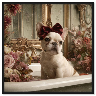 Impression sur toile Frenchie Velvet Bow Room par Art Remedy