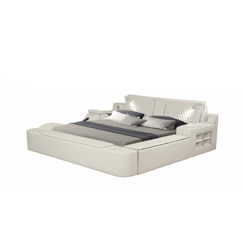 Lit multifonctionnel intelligent en bois (lit seulement), Beige