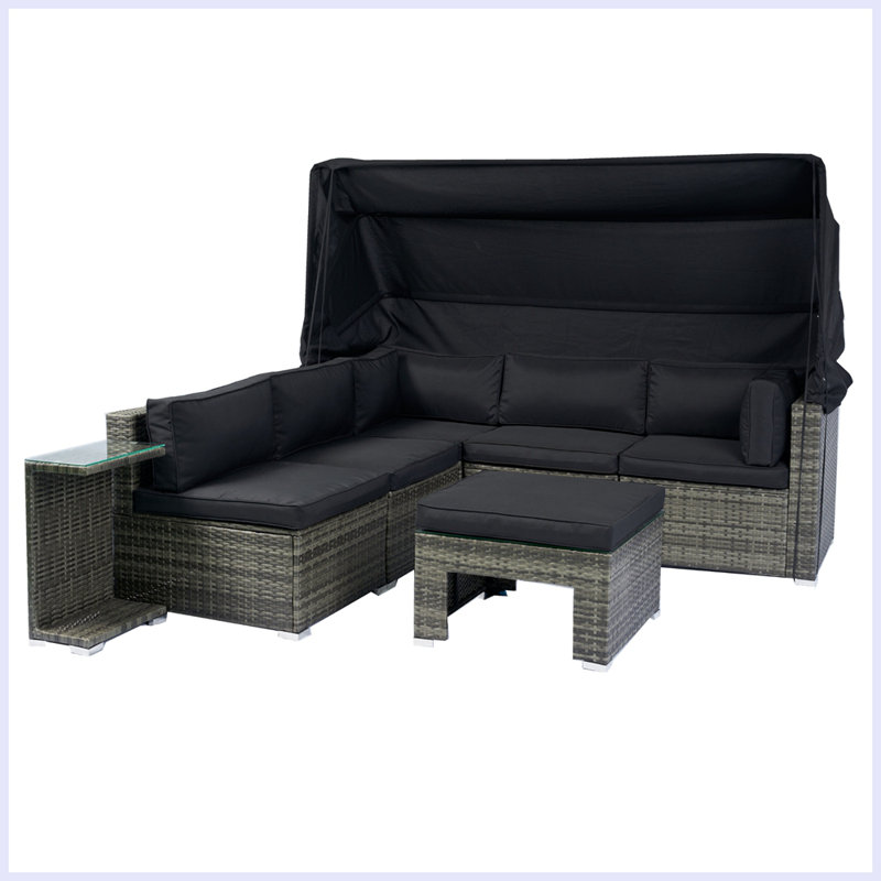 7-Piece Patio Furniture Set with Retractable Canopy