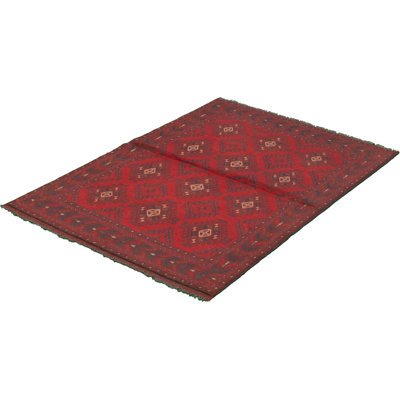 Tapis de zone en laine rouge/noir 4 pi 1 po x 6 pi 4 po à main one-of-kind-noué la 2010 esari Allaina
