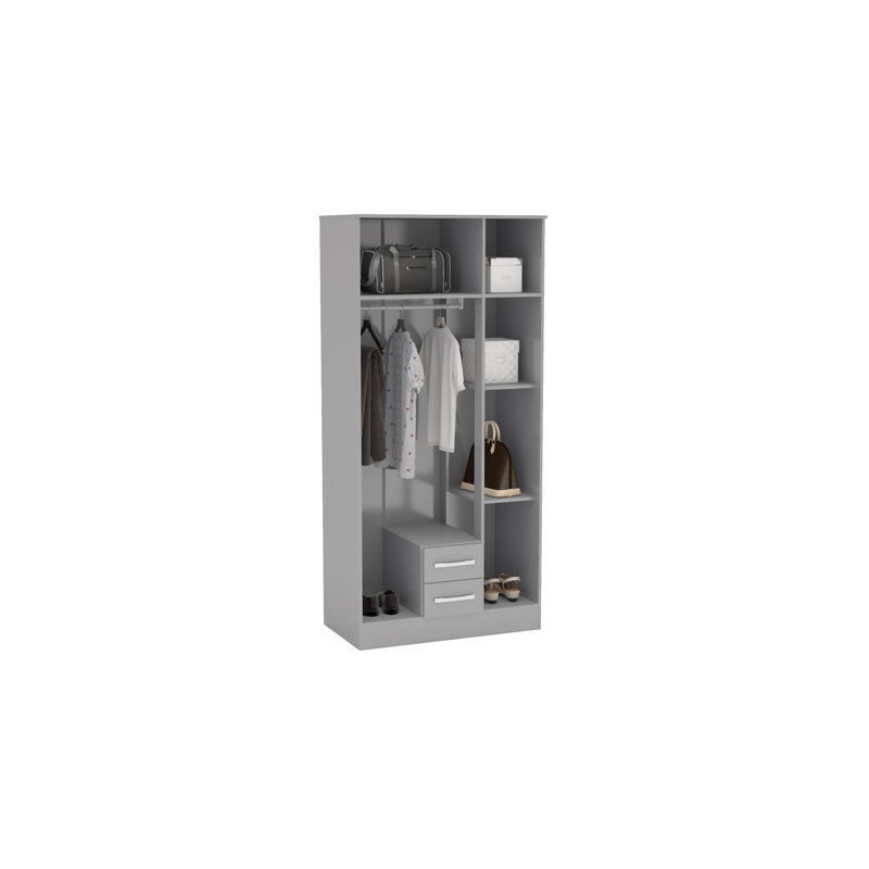Marquitta 3 Door Manufactured Wood Wardrobe, Grey