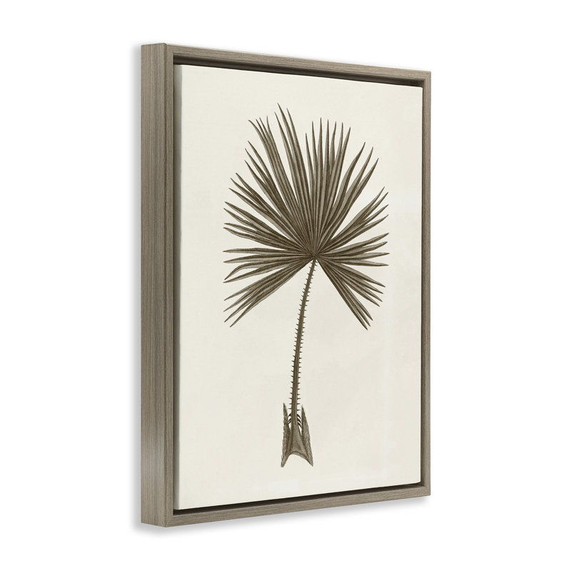 Étude rétro de cadre flottant feuille de palmier, design par Phillipa Katz, H 31 po x l 25 po, Cadre flottant orme Montalcino