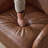 Brown Pu Living Room Swivel Accent Chair