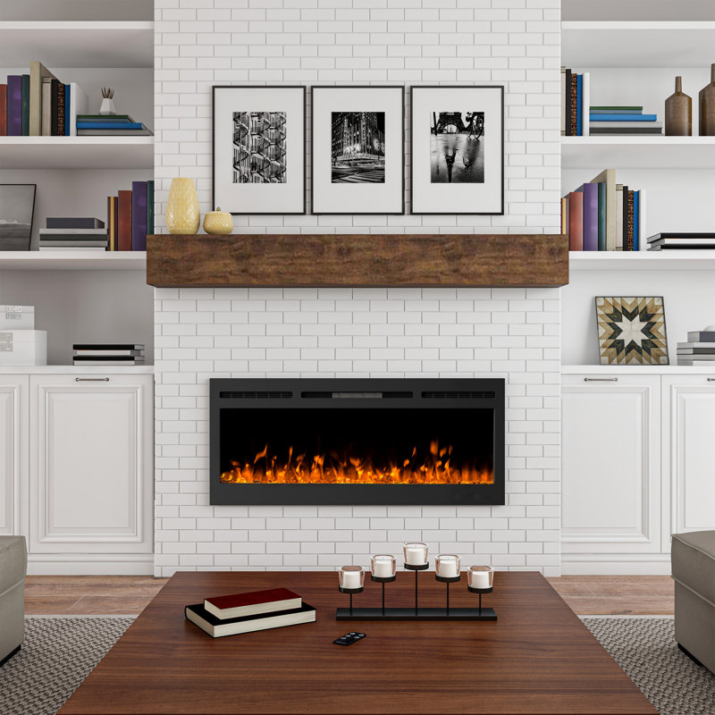 Shelburne Wall Mounted Electric Fireplace - Recessed Fireplace with Front Vent, 21.5" H x 50" W x 5.5" D