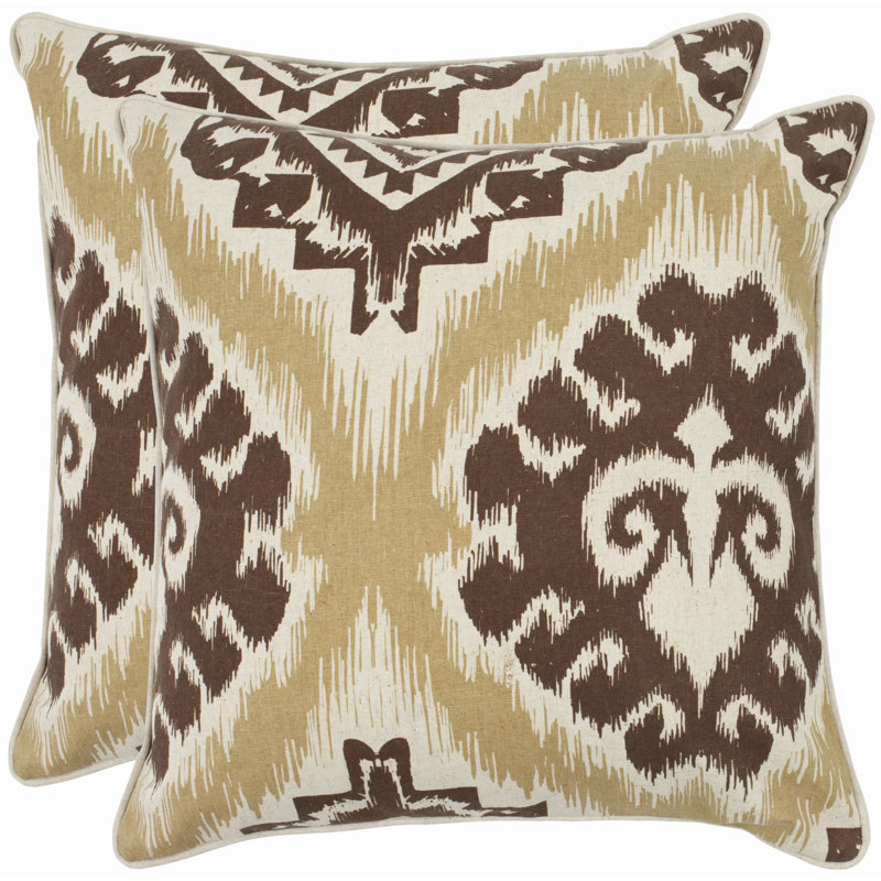 Joyce Embroidered Feather Linen Reversible Throw Pillow, 18"
