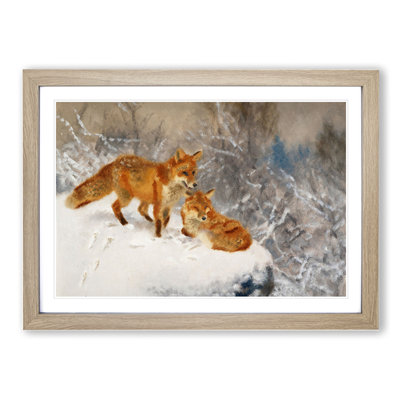 Two Foxes by Bruno Liljefors - Picture Frame Painting
