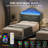 Twin Velvet Upholstered Platform Bed with LED Lights, Wingback Storage Headboard and Wood Slat Support-806430691