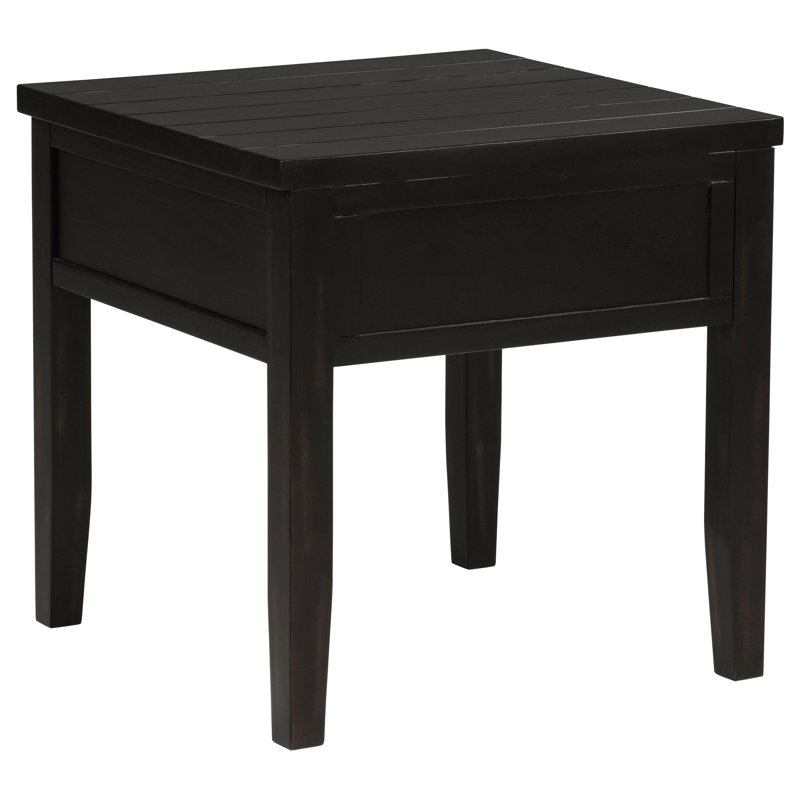 Hayu 1-Drawer Square End Table Distressed Java