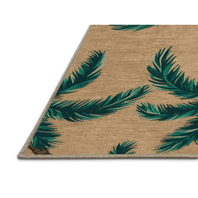  Washable Swaying Palms Hawaiian Area Rug, Rectangle 4' x 6'