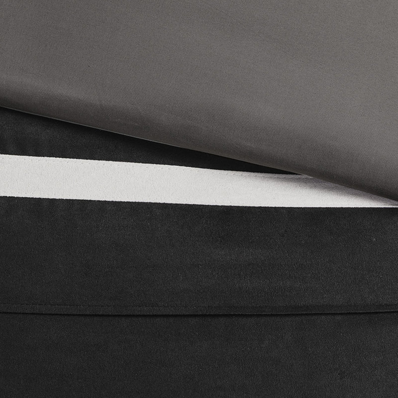 Grand édredon 7 pièces en faux suède noir, lavable à la machine pour grand lit, noir luxueux