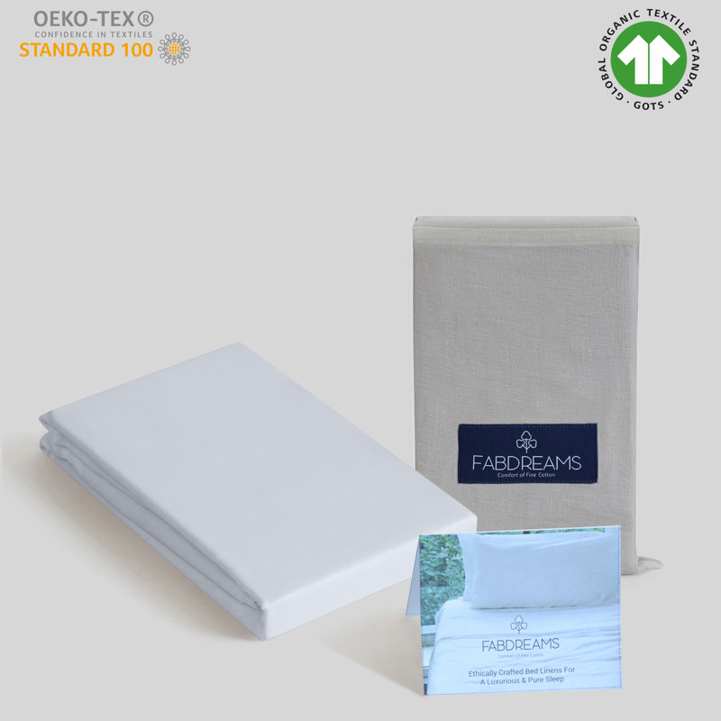 Taie d'oreiller 100% coton à densité de tissage 300 fils Percale, Très grand, Blanc