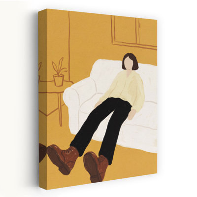 Relaxed Person In Yellow Room by Andreas Magnusson - Wrapped Canvas Print