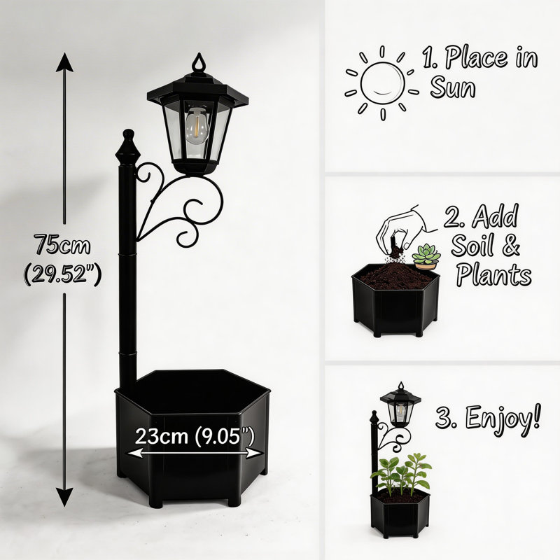 Solar Post Light 73cm Solar Powered Integrated LED Outdoor Floor Lamp