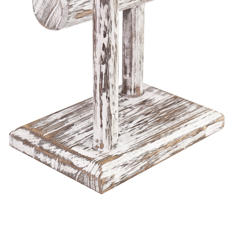 Support à bijoux en bois à 2 niveaux, Blanc antique