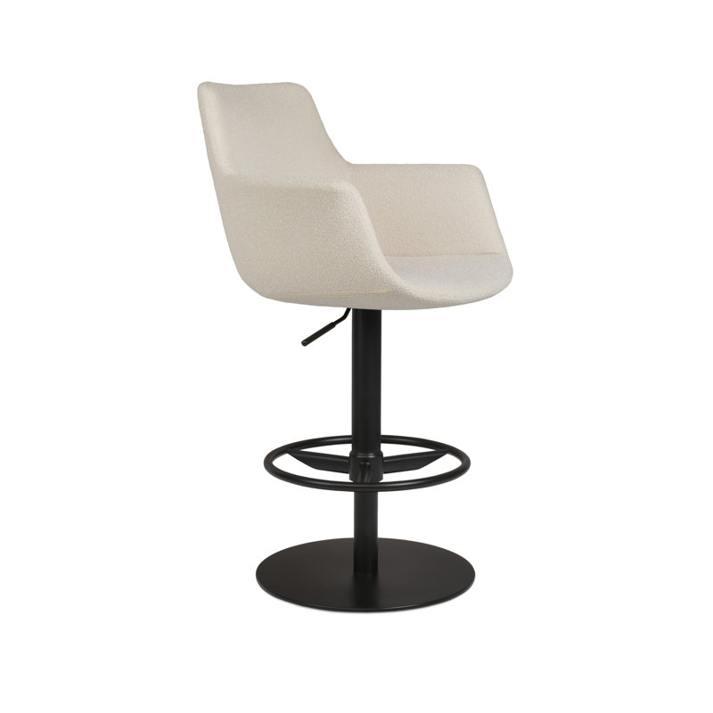 Tabouret à piston Bottega, Noir, Blanc cassé