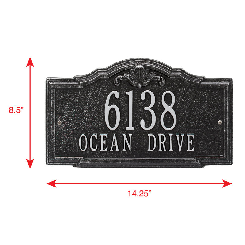 Gatewood Personalized Standard 2-Line Wall Address Plaque, Black/Silver, Yes