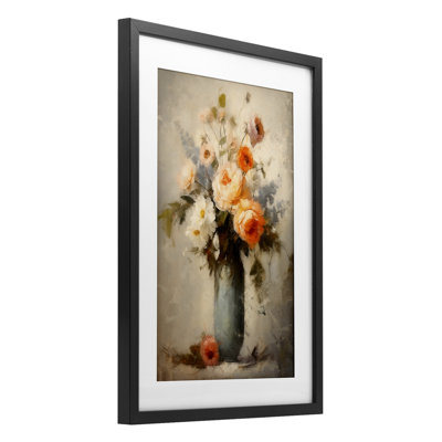Floral Romance Bouquet Framed Print Under Glass, design by LSR Creative Studio