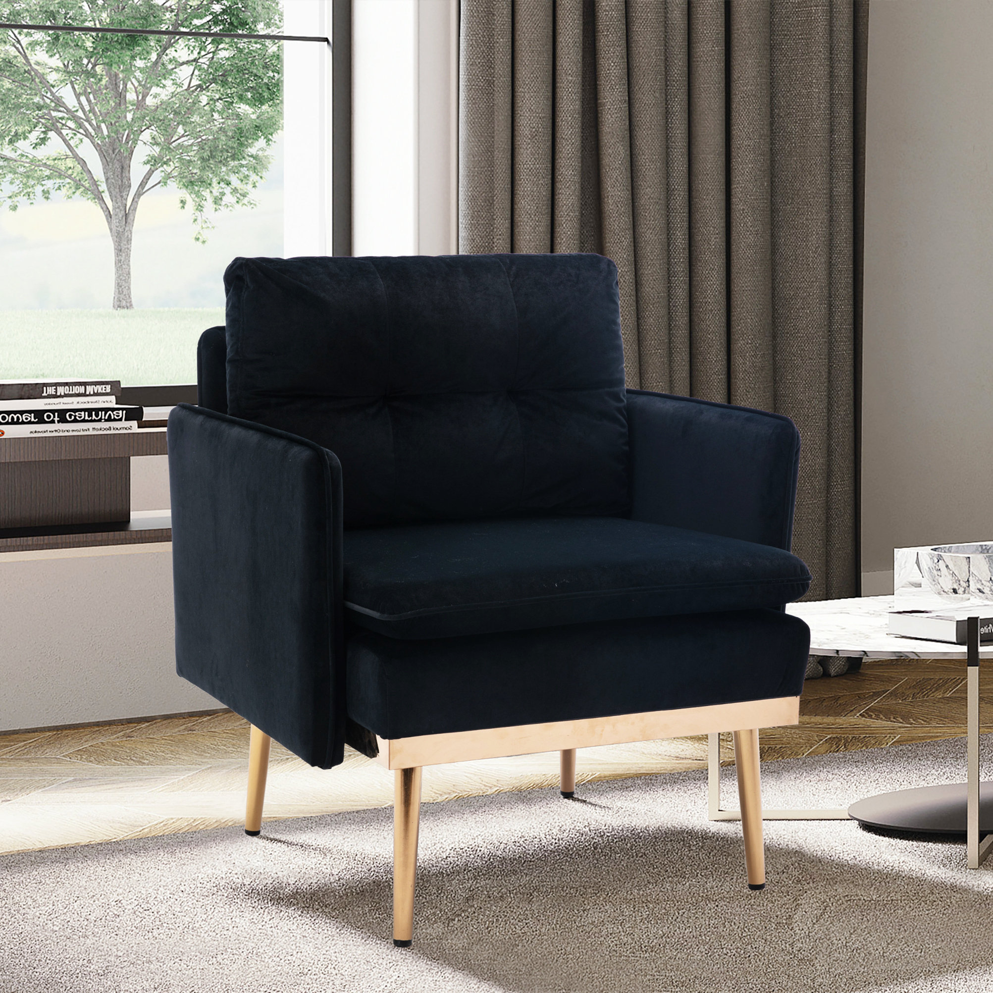 Willa Arlo™ Interiors Benavides 30.71" W Tufted Velvet Armchair Wayfair